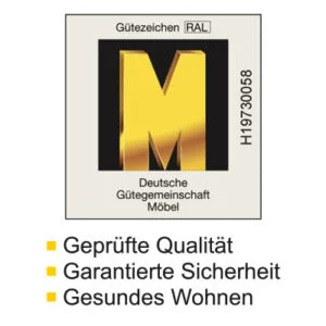 Gütezeichen goldenes M Logo
