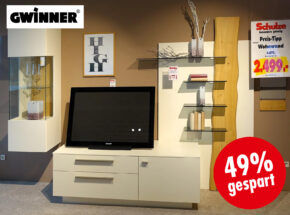 Gwinner Wohnwand Lucca Seidenmatt Weiss Eiche Massiv 02020027