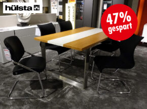 Huelsta Now Dining Esstisch Et 17 Lack Weiss Natur Eiche Gestell Edelstahl 55800004