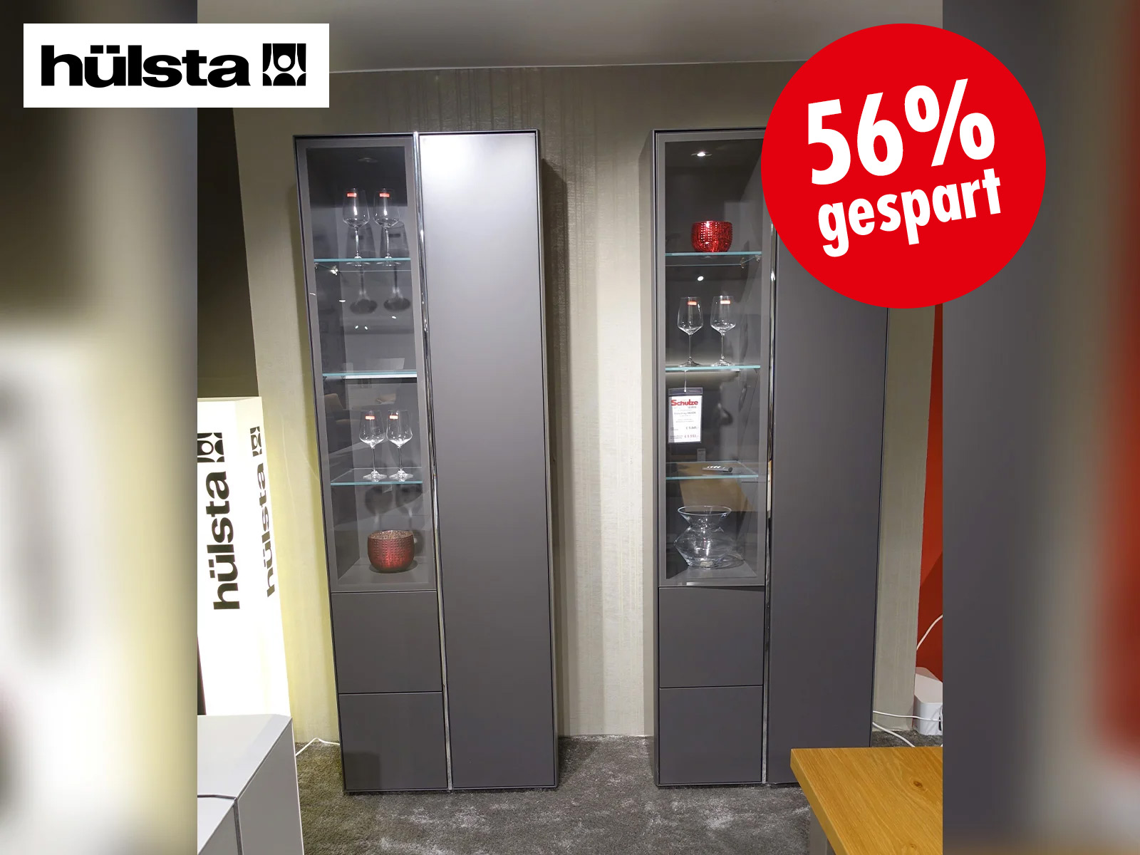 Huelsta Vitrinenkombination Fonis Rahmen Lack Anthrazit 05800167 02  