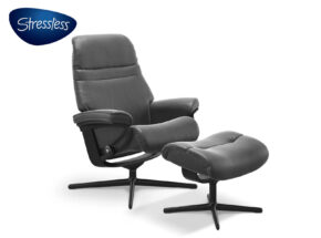 Stressless Sunrise Hocker Cross Leder 13150142 03 Sunrise Batick Grey Cross Black Black Kopie