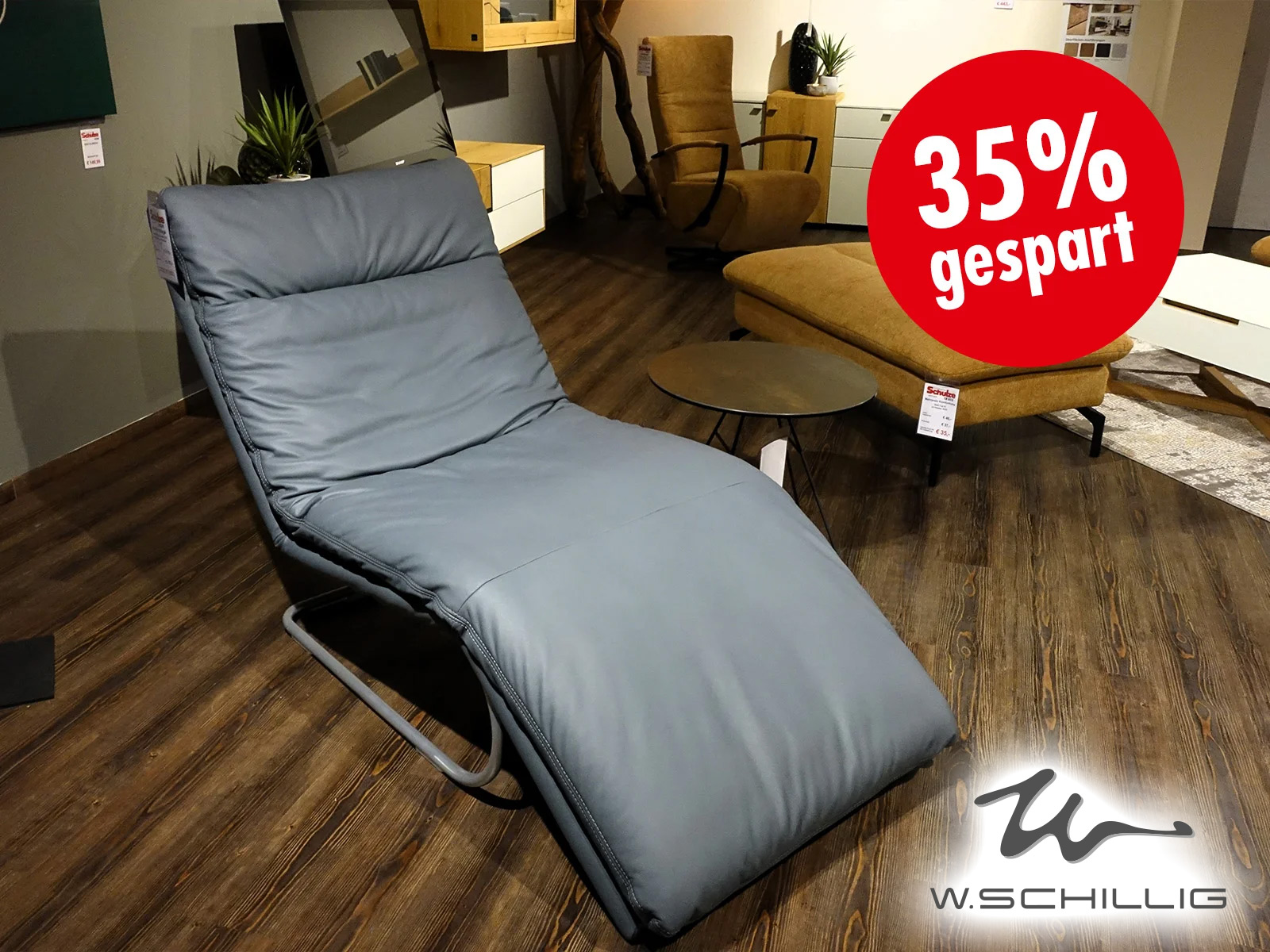 Wischi Schillig Funktionsliege Relaxliege Jill Echt Leder Blue Steel 03420107 01