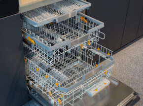 Ballerina Kueche Inselkueche Graphitschwarz Premiumweiss Samt Lack 03535023 Miele Geschirrspueler