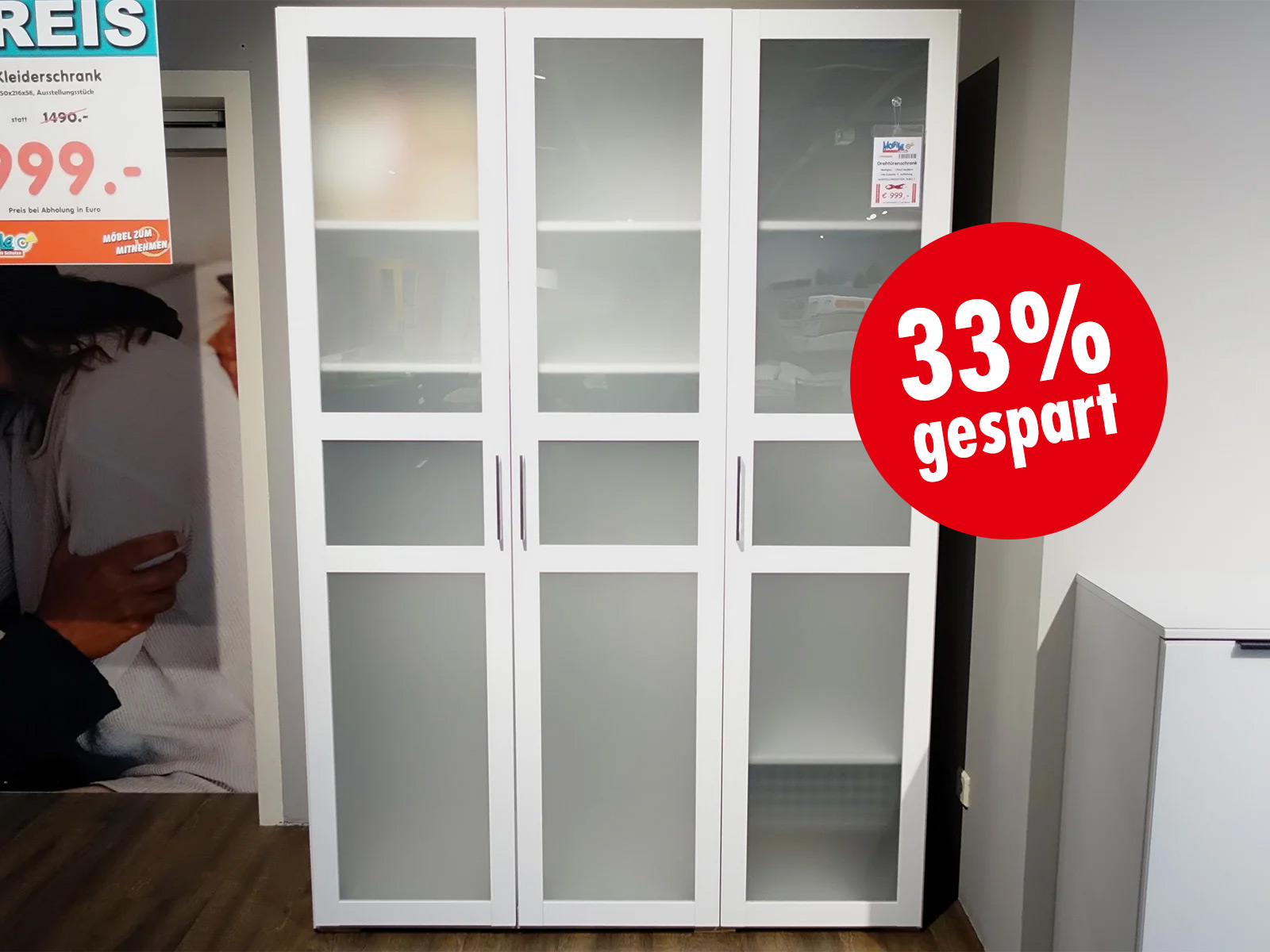 Drehtuerenschrank Matrix 100 Polarweiss Mattglas 13000083 06