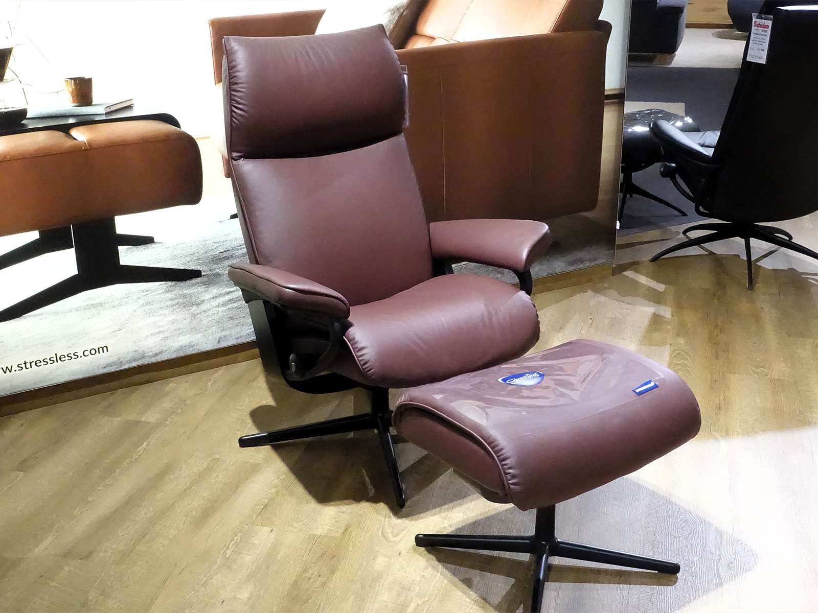 Stressless Sessel Mit Hocker Aura Cross Echt Leder Paloma Bordeaux 13150116 09