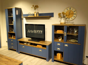 Tv Wohnwand Dijon Parisian Blue Optik Tv Lowboard Vitrine Wandboard Highboard 14460140