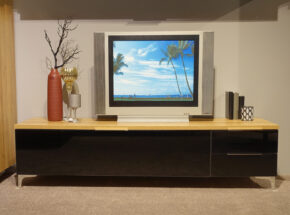 Tv Wohnwand Shino Tv Lowboard Eiche Rivera Glas Schwarz  02540314 1