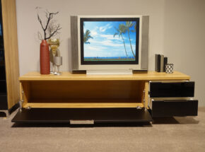 Tv Wohnwand Shino Tv Lowboard Eiche Rivera Glas Schwarz  02540314 Auf 1