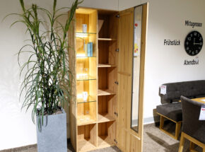 Vitrine Loddenkemper Media Natur Vollholz Naturholz Buche Massiv 0134011 01 Offen