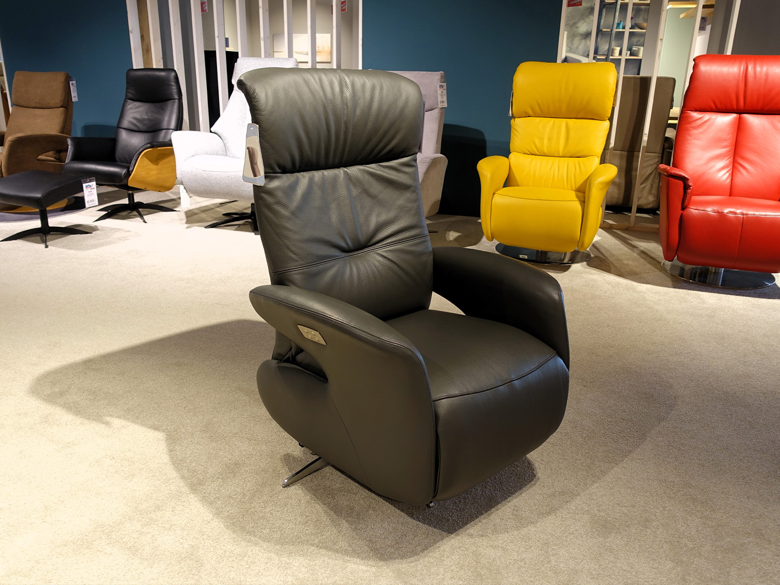 Knudsen 7500 Relaxsessel Fernsehsessel Echt Leder Soleda Split Antracite Motorische Aufstehhilfe 15720041 3