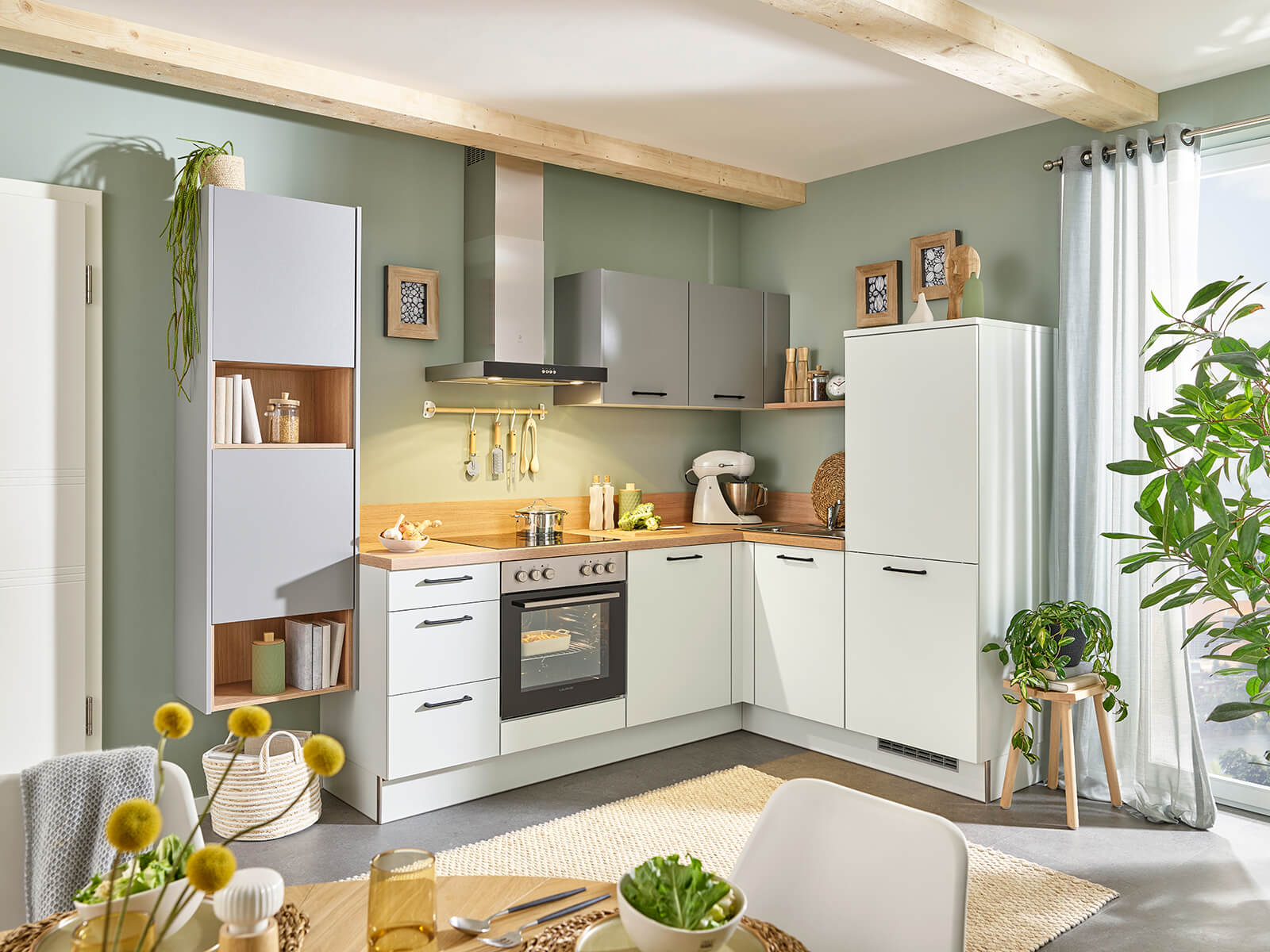 Winkelkueche L Kueche Lichtgrau Haengeschrank Haenger Achatgrau M4522232033947630