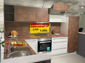 Pino Winkelküche Weiß Cortenstahl