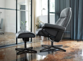 Stressless Sunrise Hocker Cross Leder 13150142 03 Sunrise Batick Grey C Stressless Sunrise M Cross Bat Grey Matte Black