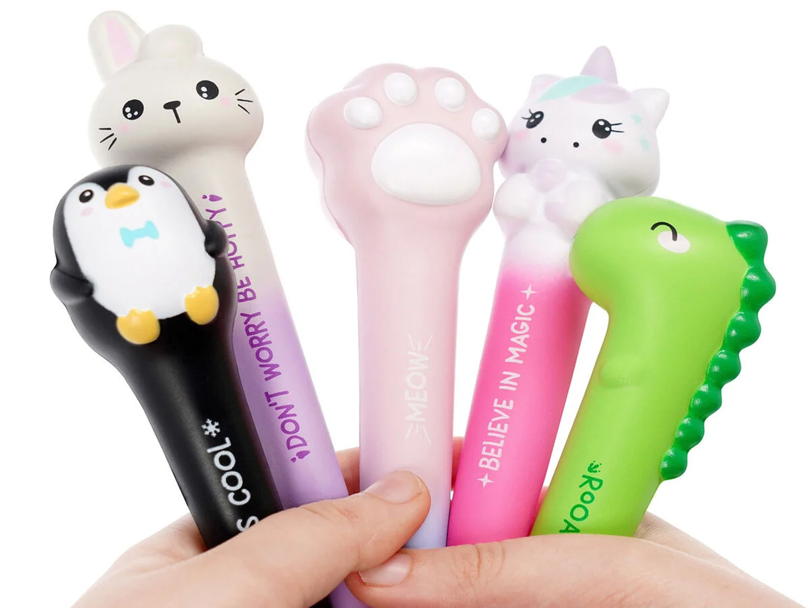 Legami Squishy Gelstifte Squeezies 5 Desings Pingiun Hase Pfote Einhorn Dino 6428