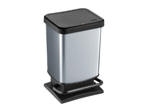 Stabiler Rotho Paso Treteimer Muelleimer Aus Kunststoff Silber Schwarz Zirka 20 Liter 62840029