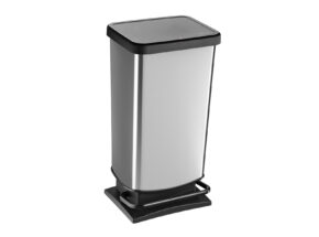 Stabiler Rotho Paso Treteimer Muelleimer Aus Kunststoff Silber Schwarz Zirka 40 Liter 62840029